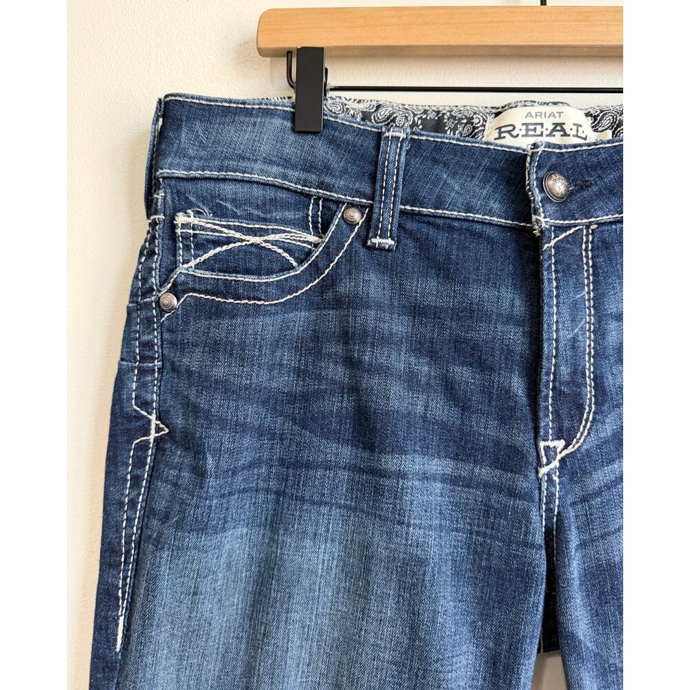 Ariat R.E.A.L. Straight Leg Jean Ocean Blue 33 Long Cowgirl Western Rodeo Casual - Picture 6 of 12